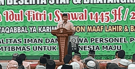 Perdana Ratusan jamaah Sholat Idul Fitri Padati Halaman Polresta Balikpapan