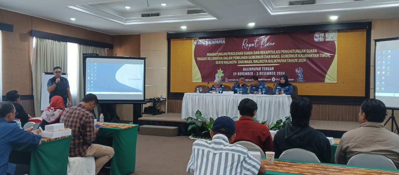 Rapat Pleno Penghitungan Perolehan Suara dan Rekapitulasi Penghitungan Suara Tingkat Kecamatan Dalam Pemilihan Gubernur dan Wakil Gubernur Kalimantan Timur Serta Walikota dan Wakil Walikota Balikpapan Tahun 2024