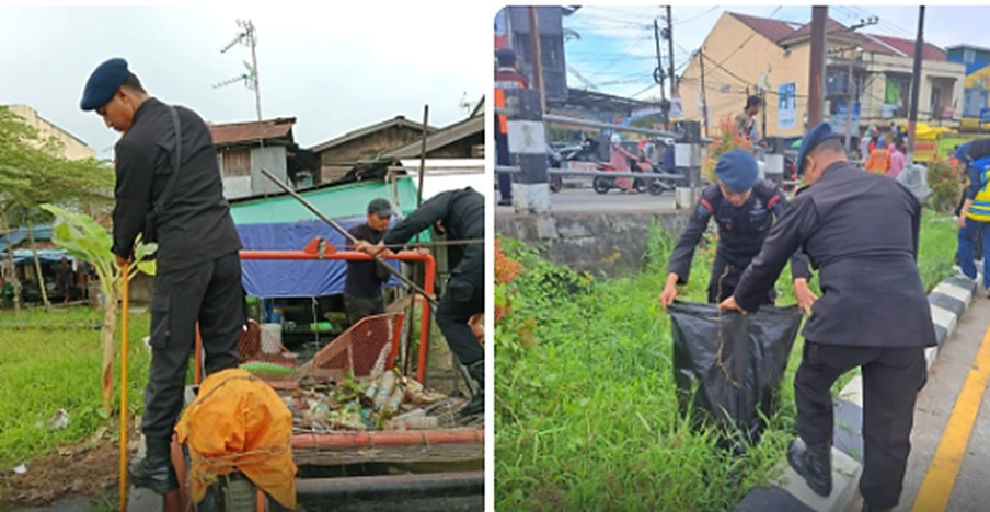 Dalam Rangka HUT Ke-67 Kodam VI/Mulawarman, Personel Batalyon B Pelopor Brimob Kaltim Ikuti Karya Bakti
