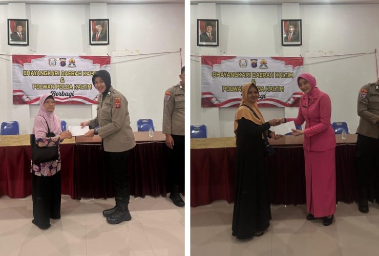 Polwan dan Bhayangkari Polda Kaltim Gelar Aksi Sosial “Berbagi” di Kelurahan Karang Jati Balikpapan