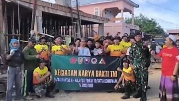 Satgas Pamtas Yonkav 13/SL Gotong Royong Bangun Pesantren di Perbatasan Nunukan
