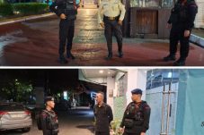 Patroli Malam, Personil Batalyon A Brimob Kaltim Imbau Security Untuk Tingkatkan Kewaspadaan