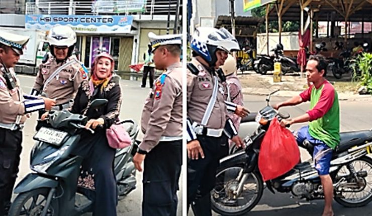 Polsek Porong Beri Teguran Humanis Pengendara Tanpa Helm untuk Keselamatan Bersama