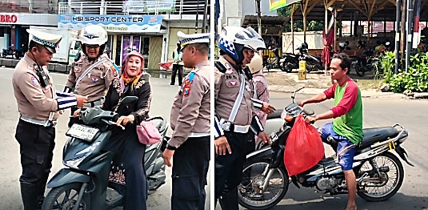 Polsek Porong Beri Teguran Humanis Pengendara Tanpa Helm untuk Keselamatan Bersama