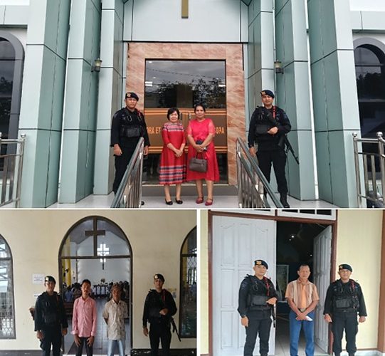 Personel Kompi 2 Brimob Paser Perkuat Keamanan Ibadah Umat Nasrani di Gereja Tanah Grogot
