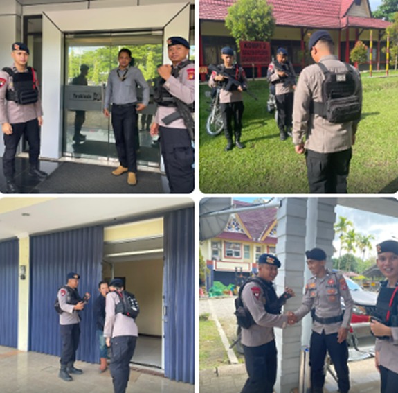 Patroli Dialogis Brimob Kubar Jaga Objek Vital, Lalin Barong Tongkok Aman