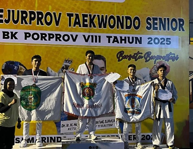 Personel Batalyon A Brimob Kaltim Raih Medali Perunggu Taekwondo BK Porprov Kaltim 2025