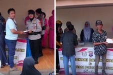 Sinergi Polwan dan Bhayangkari Brimob Kaltim, Salurkan Santunan Tunai bagi Warga Sumber Rejo