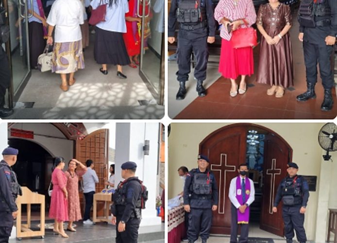 Batalyon A Brimob Kaltim Patroli Gereja, Pastikan Ibadah Umat Nasrani Berjalan Aman dan Kondusif