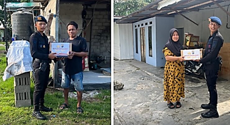 Brimob Polda Kaltim Kembali Salurkan Bantuan Sembako untuk Warga Kurang Mampu