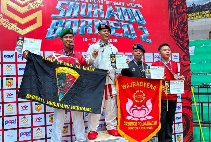 Personel Brimob Polda Kaltim Raih Dua Medali Perunggu di Kejuaraan Karate Shukaido Borneo 2 Open Tournament