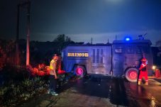 Brimob Kerahkan AWC Padamkan Kebakaran Lahan di Kariangau Balikpapan
