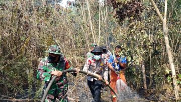 Padamkan Karhutla 13 Hektare di Lima Desa, Brimob BKO Polres Paser Sisir Titik Api