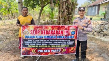 Polsek Waru Perkuat Cegah Karhutla, Warga Diedukasi dan Maklumat Kapolda Kaltim Dipasang