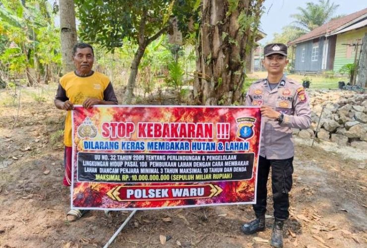Polsek Waru Perkuat Cegah Karhutla, Warga Diedukasi dan Maklumat Kapolda Kaltim Dipasang